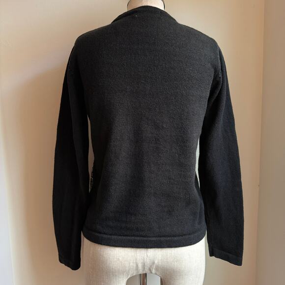 White Stag Black Poinsettia Embroidered Holiday Cardigan Women’s Small - Picture 4 of 12